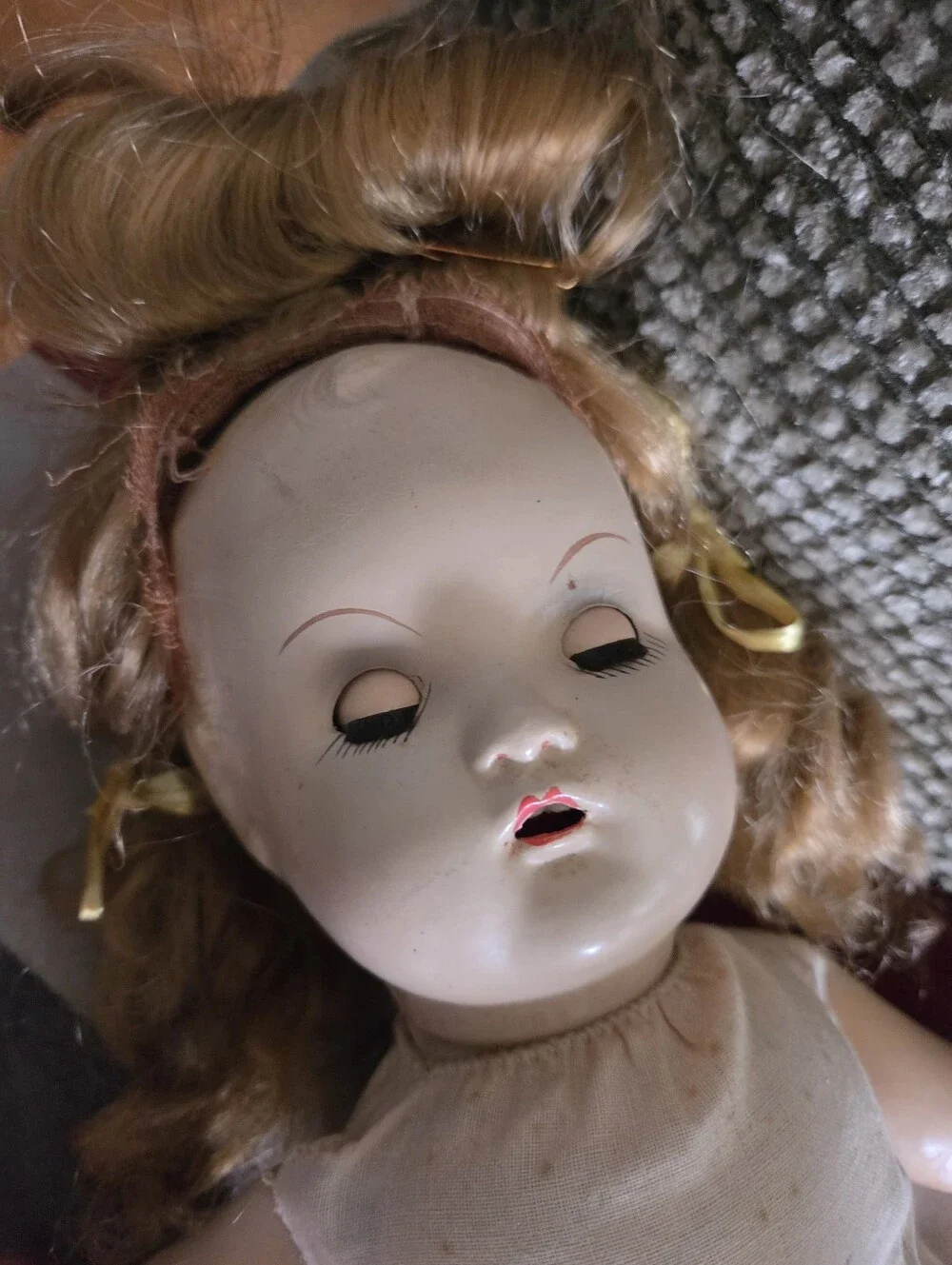 Vintage Baby Doll Cries & Sleeps Teeth Composition Head